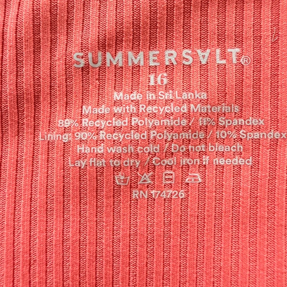 Summersalt Ribbed High Waisted‎ Bikini Bottom Coral Tortoise Ring Size 16 NWT
